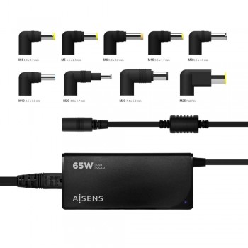 Cargador Universal AISENS ASLC-65WAUTO-BK   65W Multitensión con USB QC 3.0