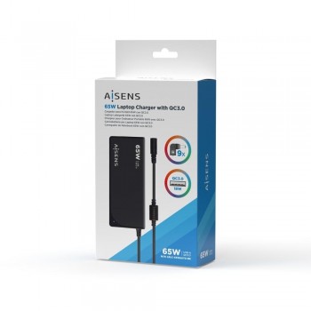 Cargador Universal AISENS ASLC-65WAUTO-BK   65W Multitensión con USB QC 3.0