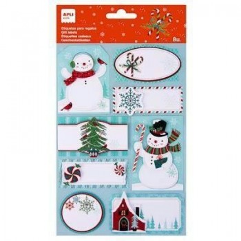 Etiquetas de regalo Navidad Apli 19609 muñeco de nieve