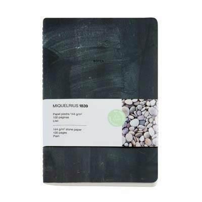 Cuaderno Miquelrius Flexible 142X205 50h. liso 144g. Papel piedra Negro MR8219