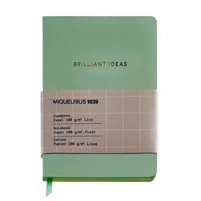 Cuaderno Miquelrius Rígido 105X148 64h. liso 100g. Back2Basics Verde MR8217