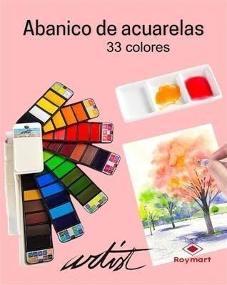 Caja abanico 33 acuarelas water color professional AB-0433 Roymart