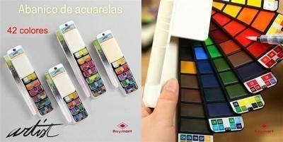 Caja abanico 42 acuarelas water color professional AB-0442 Roymart