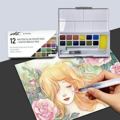 Caja 12 acuarelas pocketbox Artist AB-0446 Roymart