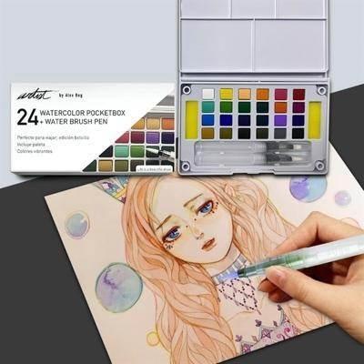 Caja 24 acuarelas pocketbox Artist AB-0447 Roymart