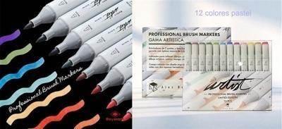 Estuche 12 professional brush marker pastel colors AB-1213 (Edicion limitada) Roymart