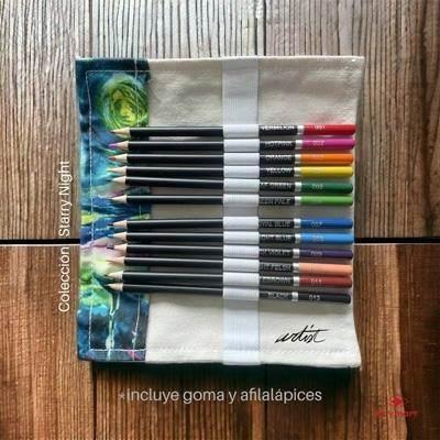 Box tela 12 lapices colores premium con goma y afilalapiz AB-0469 Roymart