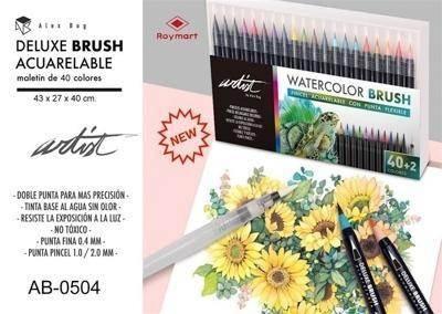 Estuche 40+2 rotulador acuarelable pincel Deluxe AB-0504 Roymart