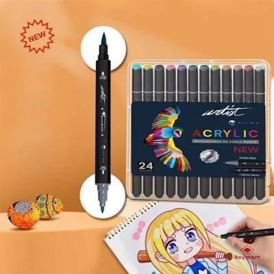 Estuche rotulador acrilicos doble punta gama Artist 24 colores AB-0658 Roymart
