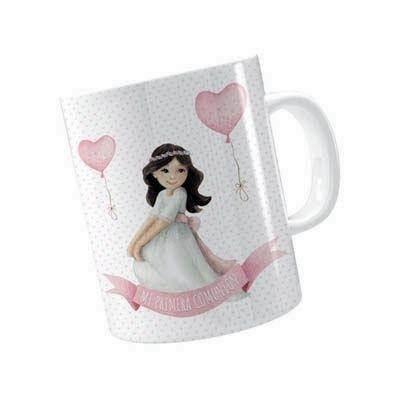 Taza ceramina Arguval 47658 Comunion Niña banderola