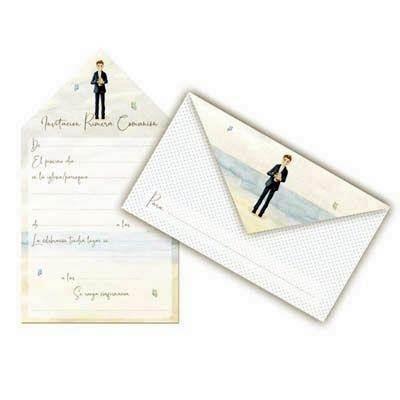 Invitacion con sobre comunion 47582 paquete de 10 niño playa