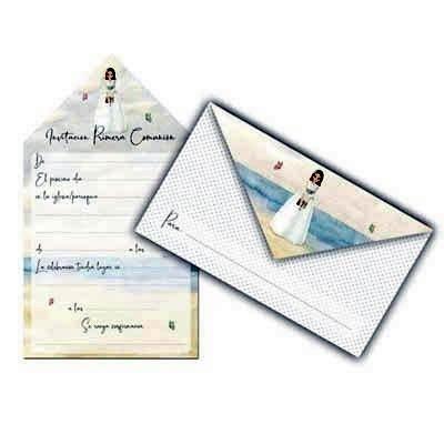 Invitacion con sobre comunion 47581 paquete de 10 niña playa