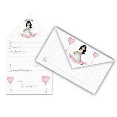 Invitacion con sobre comunion 47579 paquete de 10 niña banderola