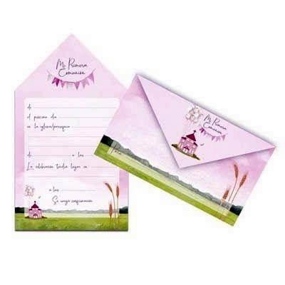 Invitacion con sobre comunion 46944 paquete de 10 niña iglesia