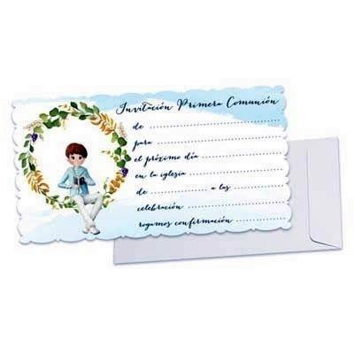 Invitacion con sobre comunion 46937 paquete de 10 niño orla