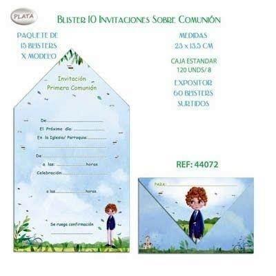 Sobre invitacion comunion 44072 paquete de 10 niño bici