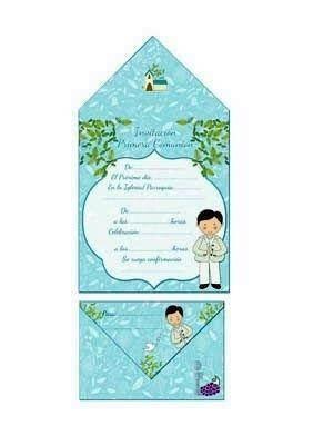 Sobre invitacion comunion 41546 paquete de 10 niño