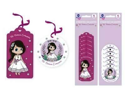 PRIMERA COMUNIÓN ETIQUETAS COLGANTES NIÑAS 6UN 332097 POESSA