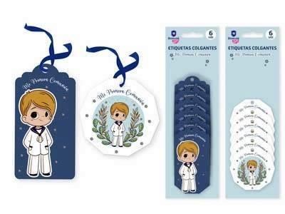 PRIMERA COMUNIÓN ETIQUETAS COLGANTES NIÑOS 6UN 332098 POESSA