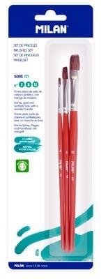 'Blíster 3 pinceles planos serie 121 nº 2, 8 y 12 Milan BWM10501