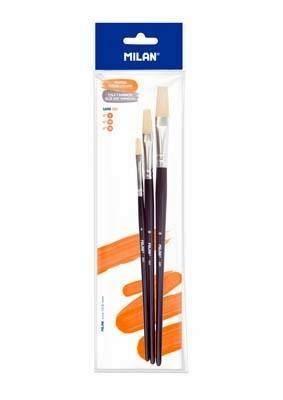 Bolsa 3 pinceles planos serie 501 nº 6, 10 y 14 Milan BWM10498