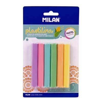 Blíster 6 barritas plastilina de colores pastel (70g) Milan 914706P