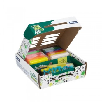 Maletín 12 barritas plastilina de colores con piezas y herramientas 'Wild life' Milan 914312