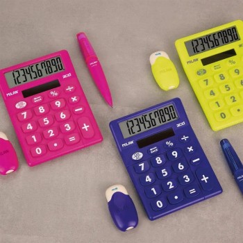 Caja expositora 6 calculadoras sobremesa 10 dígitos Acid, colores surtidos 159906ACD Milan