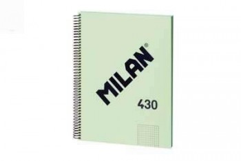 Bloc espiral Milan 57143E80GR A4 80 hojas 95 gramos tapa dura 5x5 verde serie 430
