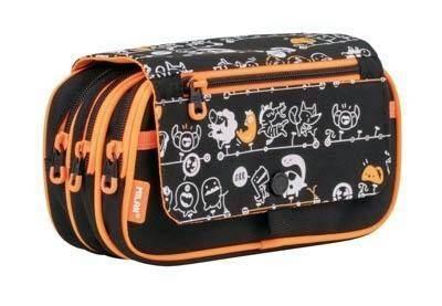 Estuche portatodo 4 cremalleras con solapa serie especial Tandem, negro 08149TN Milan