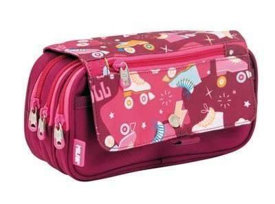 Estuche portatodo 4 cremalleras con solapa serie especial Roller, rosa 08149RL Milan