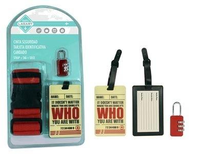 SET 3  UND VIAJE  CINTA MALETA , TARJETA IDENTIF Y CANDADO 332533