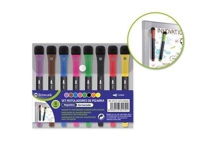 ROTULADOR PIZARRA IMANTADO CON BORRADOR PACK 8 UDS 332170