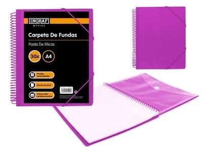 PP INGRAF OFFICE  CARPETA 30 FUNDAS C/SOBREPORTAD. MORADO 332494