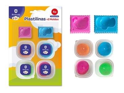 PLASTILINA BLISTER 4 BOTES 30 GRS + 2 MOLDES 332457
