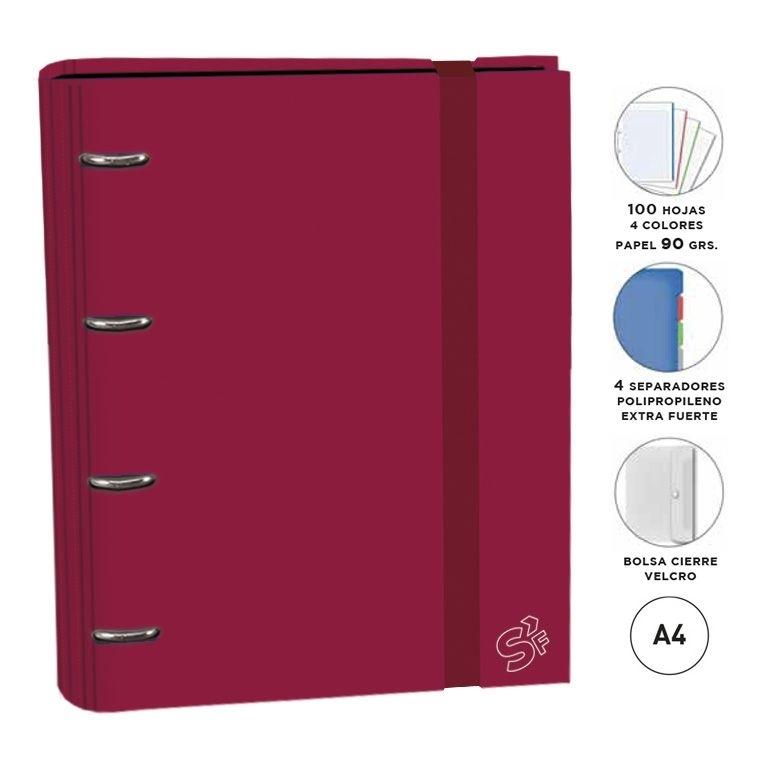 Carpebloc Senfort 2400412 A4 4 anillas 35mm 100H 90G 5x5 360º Rojo