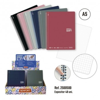 Expositor Senfort 2500500 Bloc Cuarto 50h 80g 5x5 Tapa carton microperforado 48 unidades Soft Colores surtidos