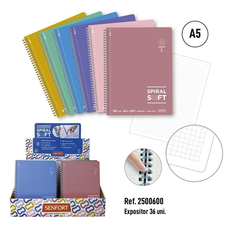 Expositor Senfort 2500600 Bloc Cuarto 80h 80g 5x5 Tapa carton microperforado 36 unidades Soft Colores surtidos