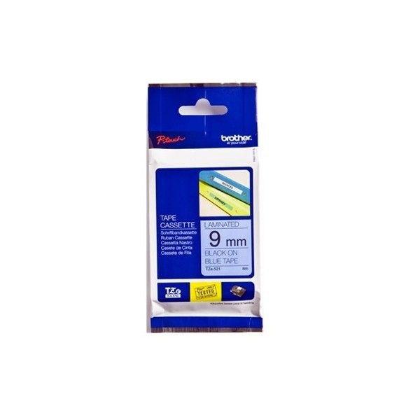 Cinta laminada Brother azul/negro 9mm, 8m TZE521
