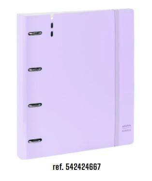 Carpebloc Safta 542424667 A4 4 anillas 35mm 100H 90G 5x5 360º Pastel Lila