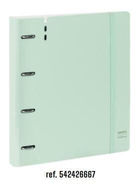 Carpebloc Safta 542426667 A4 4 anillas 35mm 100H 90G 5x5 360º Pastel Verde