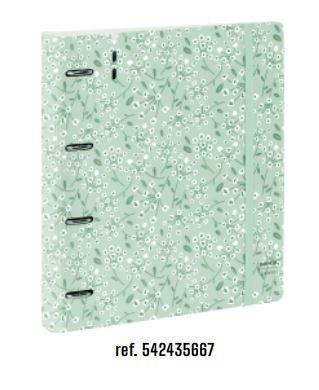 Carpebloc Safta 542435667 A4 4 anillas 35mm 100H 90G 5x5 360º Flores Pastel Verde
