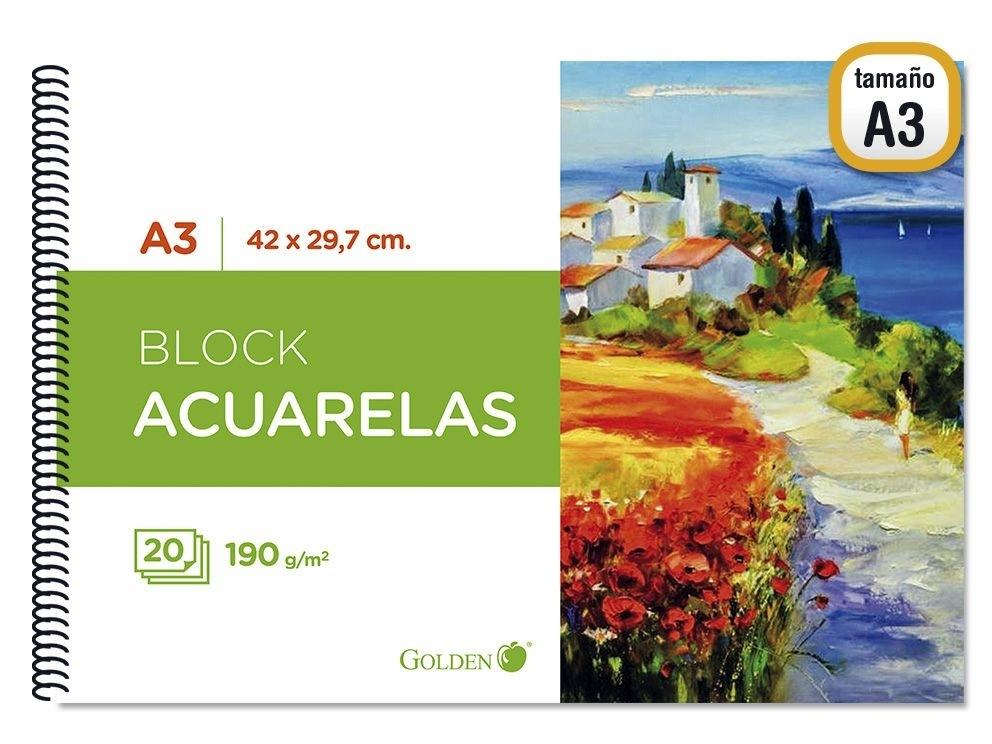 GOLDEN CUADERNO DE DIBUJO A3.190 GRM.20 H. ACUARE 324281
