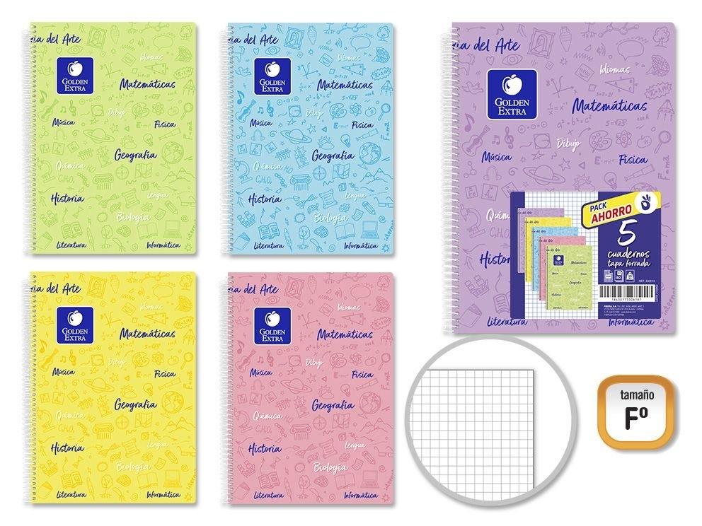 BLOCK GOLDEN ASIGNATURA TAPA FORRADA FOLIO 80H. 90GR. 4X4 PASTEL P/5 330618
