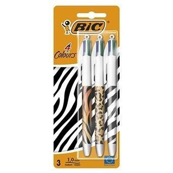Boligrafo Bic 4 Colores animal print 999850 blister 3 unidades