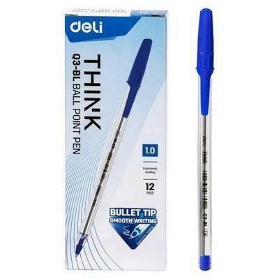 Boligrafo Deli azul 1,0 con capucha EQ3-BL