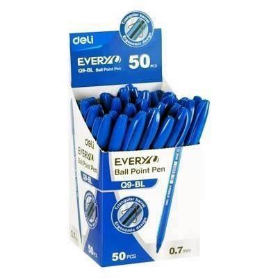 Boligrafo Deli azul 0,7 con capucha EQ9-BL