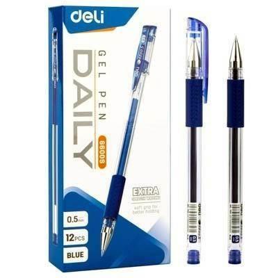 Boligrafo Deli gel azul con capuchon E6600S