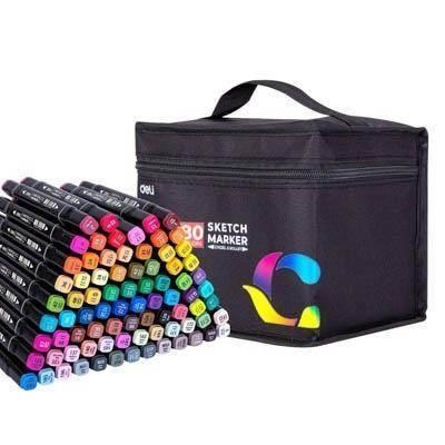 Rotulador Deli Maletin 80 unidades doble Color Emotion E70806-80 punta redonda y punta biselada