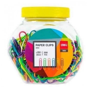 Clips Deli 29mm Bote de 200 Colores E0053